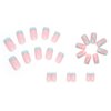 IMSOHOT Medium Press on Nails Square French Tips Fake Nails Blue Pink Wave False Nails with Designs Glossy Glue on Nails Full Cover Cute Acrylic Nails for Women and Girls 24Pcs