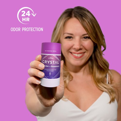 Crystal Magnesium Solid Stick Natural Deodorant, Non-Irritating Aluminum Free Deodorant for Men or Women, Safely and Effectively Fights Odor, Lavender + Rosemary, 2.5 oz