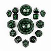 Poludie 15 Pieces Complete Polyhedral DND Dice Set D3-D100 Spherical D&D Dice Set with Dragon Eye Dice Bag, D100 Dice for Dungeons and Dragons, RPG, MTG Table Games(Black w/Green Numbers)
