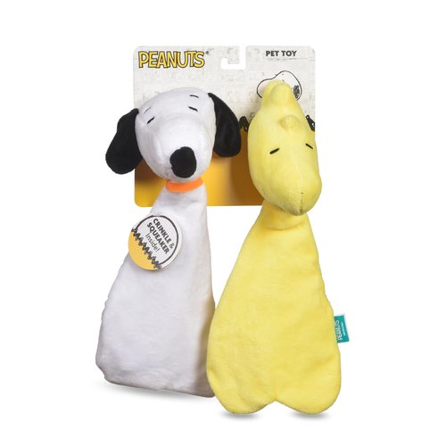 Peanuts for Pets Snoopy & Woodstock Plush Dog Toy Set - Squeaky Heads, Stuffingless Crinkle Bodies - Fun and Durable Chew Toys for All Dogs - Interactive Pet Toys, 11 Inch - 2 Piece Set