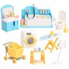 Dollhouse Furniture Set for Kids Toys Miniature Doll House Accessories Pretend Play Toys for Boys Girls & Toddlers Age 3+ with Bathroom