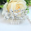 PTORIZNY Crystal Wedding Hair Comb Silver Rhinestone Side Hair Combs Bride Leaf Headpiece Handmade Diamond Hairpiece Bridal Hair Accessories for Women