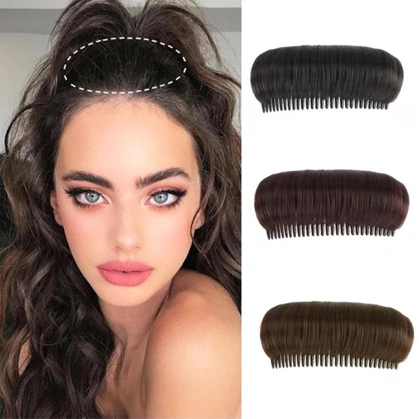 3 PCS Invisible Fluffy Synthetic Hair Clip Bump Up Combs Clips for Women Lady Girls - Black and Brown, DIY Styling Insert Hair Accessories