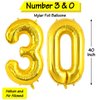 40 Inch Gold 30 Number Balloons, Jumbo Foil Helium Balloons for 30th Birthday Party Decorations Supplies / 30th Anniversary Event