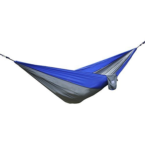 OuterEQ Portable Parachute Nylon Fabric Travel Camping Hammock Blue/Grey