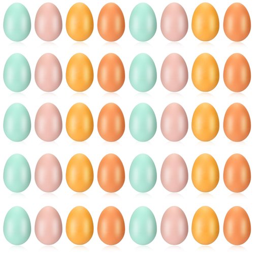 Yeshone 40 Pcs Egg Shakers Musical Instruments Percussion Maracas Egg Easter Basket Plastic Easter Egg Hunt for Preschool Kindergarten DIY Painting Music Dancing, 4 Boho Colors