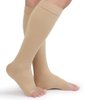 TOFLY® Compression Stockings (Pair), Grade Firm Support 20-30mmHg, Opaque, Unisex, Open Toe Knee High Compression Socks for Varicose Veins, Edema, Shin Splints, Nursing, Travel, Beige M