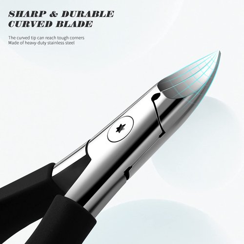 FVION Toenail Clippers, Professional Thick & Ingrown Toe Nail Clippers for Men & Seniors, Velvet-Soft Handle Toenail Cutter/Colorful Nail Clippers, High Grade Stainless Steel