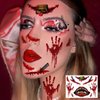 8 Sheets Halloween Face Tattoo Stickers, Horror Realistic Eyeball Handprint Bloody Wound Stitch Scar Scab Waterproof Temporary Face Tattoo Sticker for Halloween Masquerade Prank Makeup Props