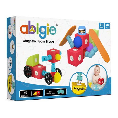 Foam Magnetic Blocks, Valentines Day Gifts for Kids Autism Sensory Toys for Toddler Ages 1-3, 3-6 Boys and Girls, 40 PCS Magnet Building Set Prechool Classroom Toys, Bath Toys, Birthday Gift