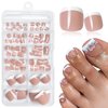 AddFavor White French Tip Press on Toenails,120Ppcs Short Glossy Nude Toe Nails Press ons Artificial Fake Toe Nail Tips Acrylic Press on Toenails for Women