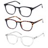 HAPJOYS Reading Glasses for Women Men Stylish Readers +1.75 Lightweight Reader Glasses for Reading 3 Pack Black/Tortoise/Clear Frame
