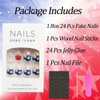 4th of July Press on Nails Short Square Fake Nails Independence Day Stars with Nail Glitter False Nails American Flag Star Pattern Designs Glue on Nails Holiday Acrylic Nails for Nail Art Decoration