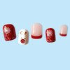 Christmas Press on Nails Short Square Design Fake Nails with Nail Glue Acrylic Artificial False Nails Cute Snow Elk Full Cover Stick on Nails for Women Girls Kids Manicure Tips 24Pcs（Red White）