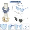 HHENGDAS Satin Bridesmaid Scrunchies Set of 12 Bachelorette Heart Sunglasses Hair Ties Bridal Shower Gift for Wedding Bachelorette Party Favors Bridesmaid Proposal Gifts (Off-white/White&Dusty Blue)