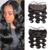 Aiterina 16 Inch Body Wave Ear to Ear Transparent Lace Frontal Closure Unprocessed Brazilian Virgin Human Hair Frontal Pre Plucked with Baby Hair Natural Black Color