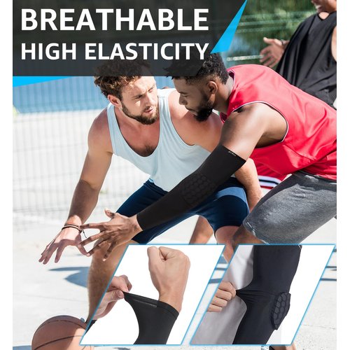 HiRui Elbow Pads Elbow Brace, Basketball Shooter Sleeves Arm Compression Sleeve Collision Avoidance Elbow Pad for Cycling Football Volleyball Baseball, Youth Adult Women Men ((Pair) Black, 2XL)