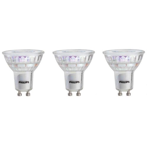 Philips LED GU10 Dimmable 35-Degree Spot Light Bulb: 400-Lumen, 3000-Kelvin, 6-Watt (50-Watt Equivalent), Bright White, 3-Pack