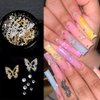 3D Butterfly Nail Charms,Metal Alloy Gold Silver Butterflies with Rhinestones for DIY Nail Art Decoration