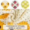 Qlauca 3PCS Crochet Bandanas for Women Knitted Head Scarf Triangle Floral Cute Kerchief