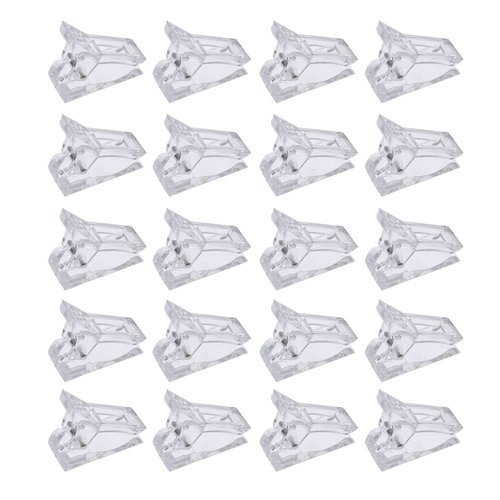 BRAVECOW 20pcs/set Nail Tips Clip Nail Art Tools DIY Extension Clamp Clips For Quick Building Poly Finger Nail Gel Clear Plastic Finger Extension…