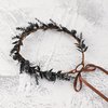 KorViSHOW Fairy Flower Crown Wedding Headband - Black Adjustable Floral Renaissance Wreath Accessories Elf Headpiece Boho Garland for Women Girls Renaissance Festival Photography Props