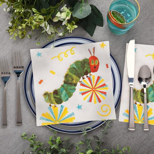 Fun Express - Very Hungry Caterpillar Beverage Napkins for Birthday - Party Supplies - Print Tableware - Print Napkins - Birthday - 16 Pieces