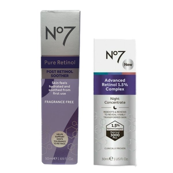 Retinol Skincare Bundle - Contains Advanced 1.5% Complex Night Concentrate (1 fl oz), and Post Soother (1.69 oz) No Beauty Set, Multi, 2 PackQ