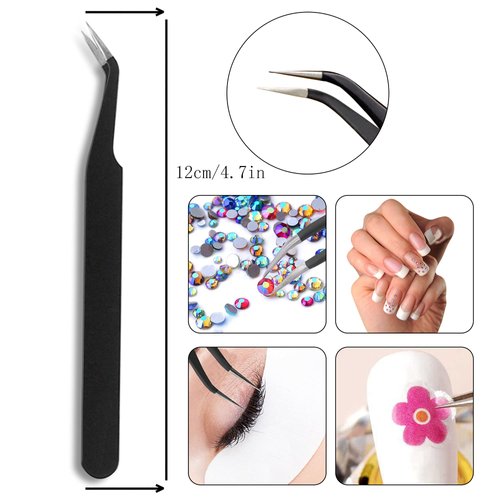 Kaychan1 Rhinestone Applicator Tool - Acrylic Handle Dual-Ended Wax Pen DIY Nail Art Tool with 4 Extra Wax Tips 1 Tweezer (White)