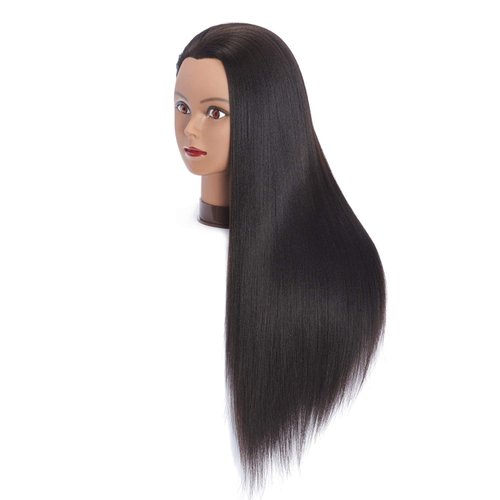 Headfix 26"-28" Long Hair Mannequin Head Synthetic Fiber Hair Hairdresser Practice Styling Training Head Cosmetology Manikin Doll Head with Clamp (6F1919BY0220)