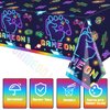 Hegbolke 4Pcs Video Game Party Tablecloth, Neon Game On Table Covers, Rectangular Table Decoration Gaming Night Birthday Party Decorations for Kids Boys Girls, 51x107Inch