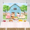 ZARROUEA 7x5ft Blue Barn Farm Animals Happy Birthday Backdrop Banner Cartoon Farm Background for Kids Boy Birthday Party Baby Shower Party Decorations Cake Table Supplies（Blue2）