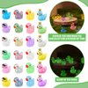 GGSTDDUP 240 PCS Mini Resin Ducks, Colorful Cute Mini Duck, Glitter Miniature Figures, Luminous Tiny Ducks Wearing Sunglasses and Crown, Glow in The Dark for Tiny Home Dollhouse Garden (4 Styles)