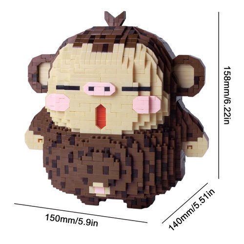 Larcele Animal Series Micro Building Blocks Animal Set, DIY Mini 3D Building Toy Bricks,2242 Pieces KLJM-07 (Monkey)