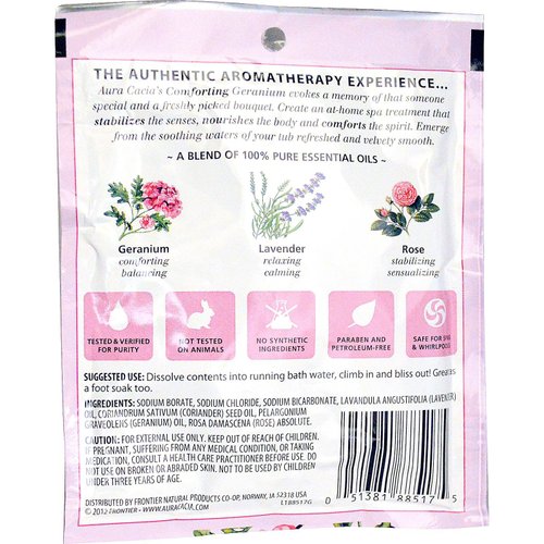 Aura Cacia Comforting Geranium Aromatherapy Mineral Bath | 2.5 oz. Packet | Rosa damascena