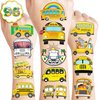 8 Sheets (96PCS) Bus Temporary Tattoos Transportation Themed Birthday Party Decorations Supplies Favors Bus Stickers for Kids Gifts Classroom School Prizes Rewards