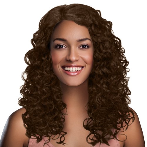 Long Afro Kinky Curly Lace Front Wigs,L Part Heat Resistance Synthetic Brazilian Hair Wig for African American Black Women 20" Brown