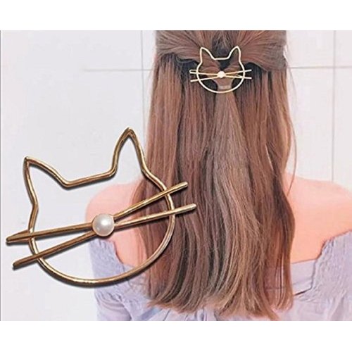 Fdesigner Cat Hair Clips Gold Fashion Hair Barrette Jewelry Cute Hairpins Accessories for Women a...