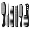 Kolavia 6 PCS Hair Comb Set Black, Durable Wide and Fine Tooth Rat Tail Hair Barber Comb for Women & Man, Professional Combs for Wet Curly Natural Hair Detangling Parting Teasing Styling & Cutting