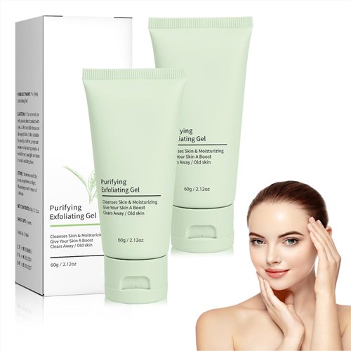 2PCS Purifying Exfoliating Gel for Face - Deep Cleansing Moisturizing Exfoliating Body Scrub, Exfoliating Gel Leaves Skin Smooth Refreshed for Both Women Men