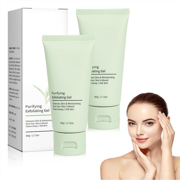 2PCS Purifying Exfoliating Gel for Face - Deep Cleansing Moisturizing Exfoliating Body Scrub, Exfoliating Gel Leaves Skin Smooth Refreshed for Both Women Men