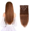 16" Remy Clip in Hair Extensions Human Hair Light Brown for Women Beauty - Long Silky Straight 8pcs 20clips Real Hair Extensions Clip In Human Hair (16 inch 100g #6 Light Brown)