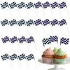 24Pcs Checkered Flag Cupcake Toppers,Glitter Race Car Cake Decorations, Black and White Racing Flags Cupcake Picks for Car Theme Party Supplies Baby Shower Kids Boys Birthday Party Supplies