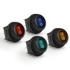 APIELE Waterproof Round Rocker Toggle Switch 2 Position DC 12V 20A ON-Off with LED Light SPST 3 Pins 4Pcs KCD1-8-101NW (Four Color Pack)