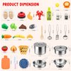 Hohosunlar Kids Pretend Play Kitchen Accessories Set, 38Pcs Stainless Steel Play Pots Pans Sets for Kids, Toy Cookware Cooking Utensils Play Food Dish Toddler Kitchen Playset Gifts for Boys Girls