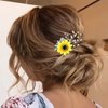 Unicra Bride Wedding Hair Comb Sunflower Bridal Side Comb Crystal Hair Accessories for Women and Girls (Silver)