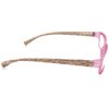 OPTX 20/20 Women's Tropic Rectangular Reading Glasses, Transparent Pink with Wooden Pattern Temples, 52 mm + 6