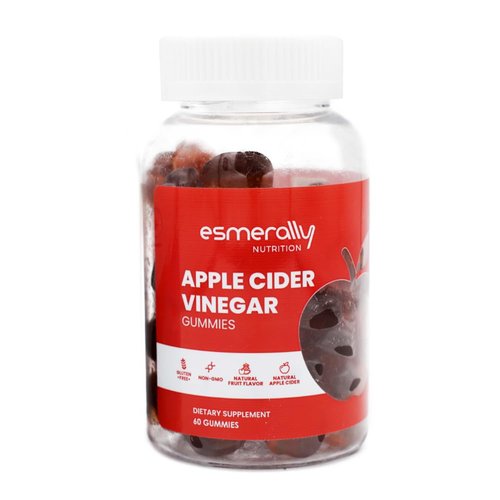 Esmerally - Apple Cider Vinegar Gummies - 60 Gummies - Vitamins - Natural Fruit Flavor - Gluten Free & Non GMO - Vitamin B12