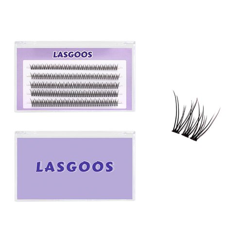 LASGOOS DIY Eyelash Extensions Natural 3D Effect Individual Lash 200pcs Fish Tail Clusters Lashes Volume Lashes Mixed Set, Home Grafted 8-12mm Wedding Date Salon Lashes Wholesale Pack (LS-F5L1)