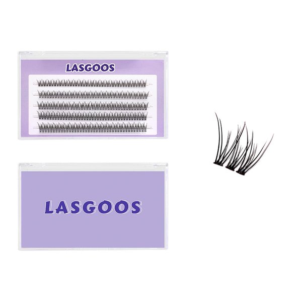 LASGOOS DIY Eyelash Extensions Natural 3D Effect Individual Lash 200pcs Fish Tail Clusters Lashes Volume Lashes Mixed Set, Home Grafted 8-12mm Wedding Date Salon Lashes Wholesale Pack (LS-F5L1)